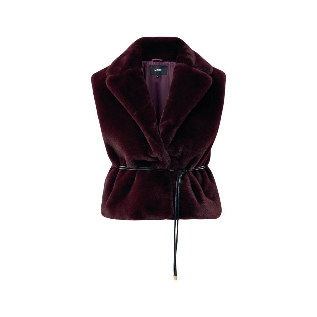 MEXX Waistcoat Fur Belted Dark Red MEXX Waistcoat Fur Belted Dark Red