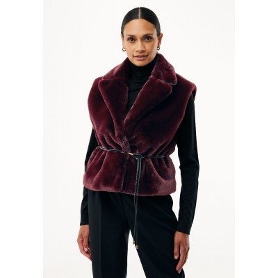MEXX Waistcoat Fur Belted Dark Red MEXX Waistcoat Fur Belted Dark Red