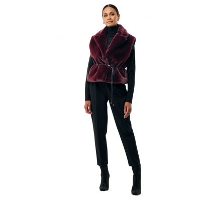 MEXX Waistcoat Fur Belted Dark Red MEXX Waistcoat Fur Belted Dark Red
