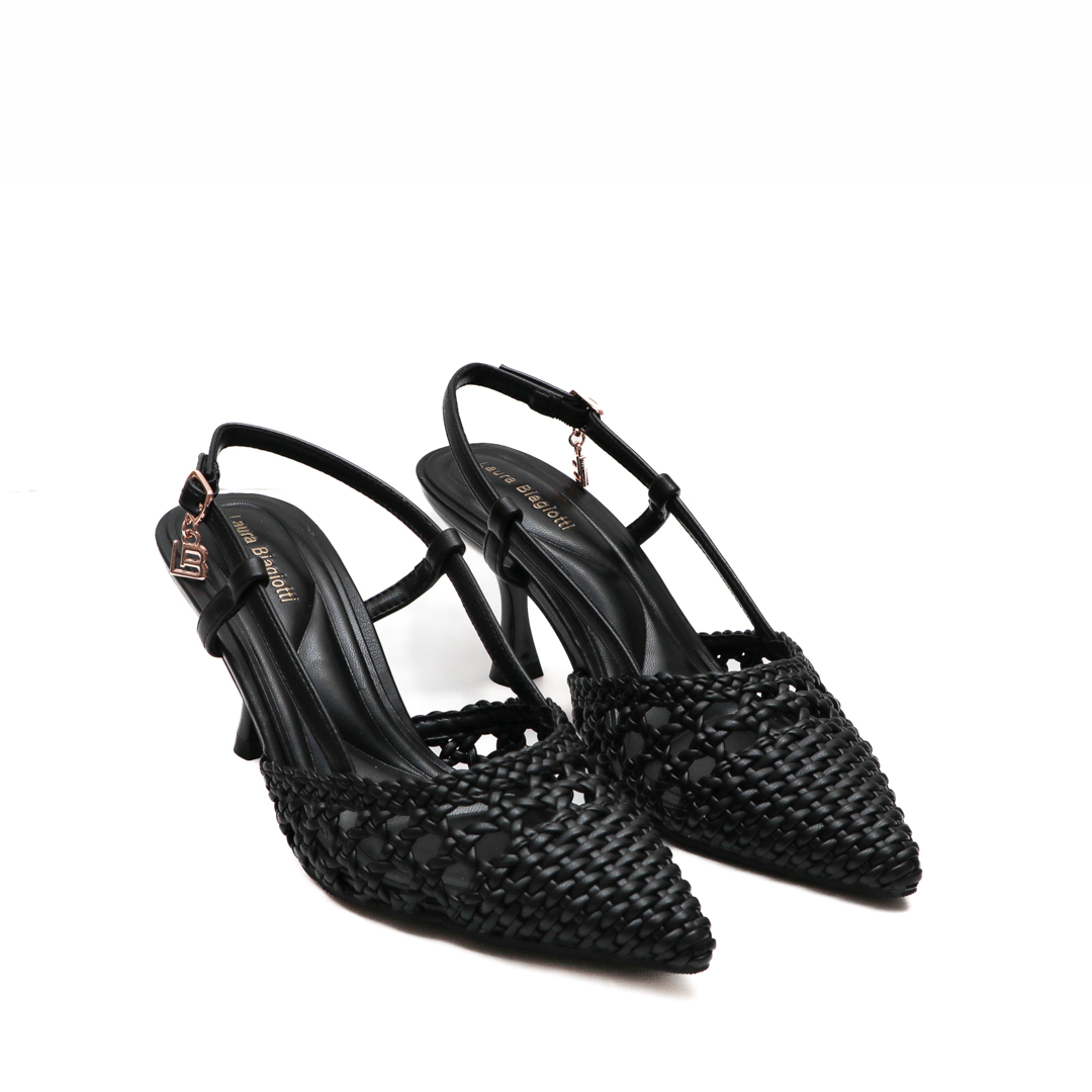 Laura Biagiotti Black Slingback Pumps