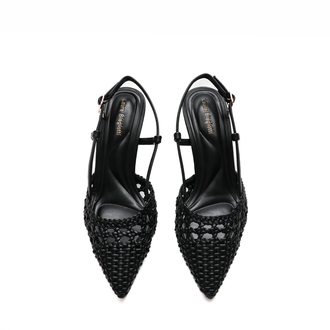 Laura Biagiotti Black Slingback Pumps