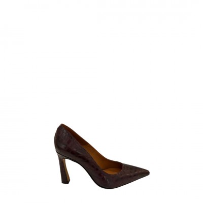Angel Alarcon Lariah Croco Wine High Heels