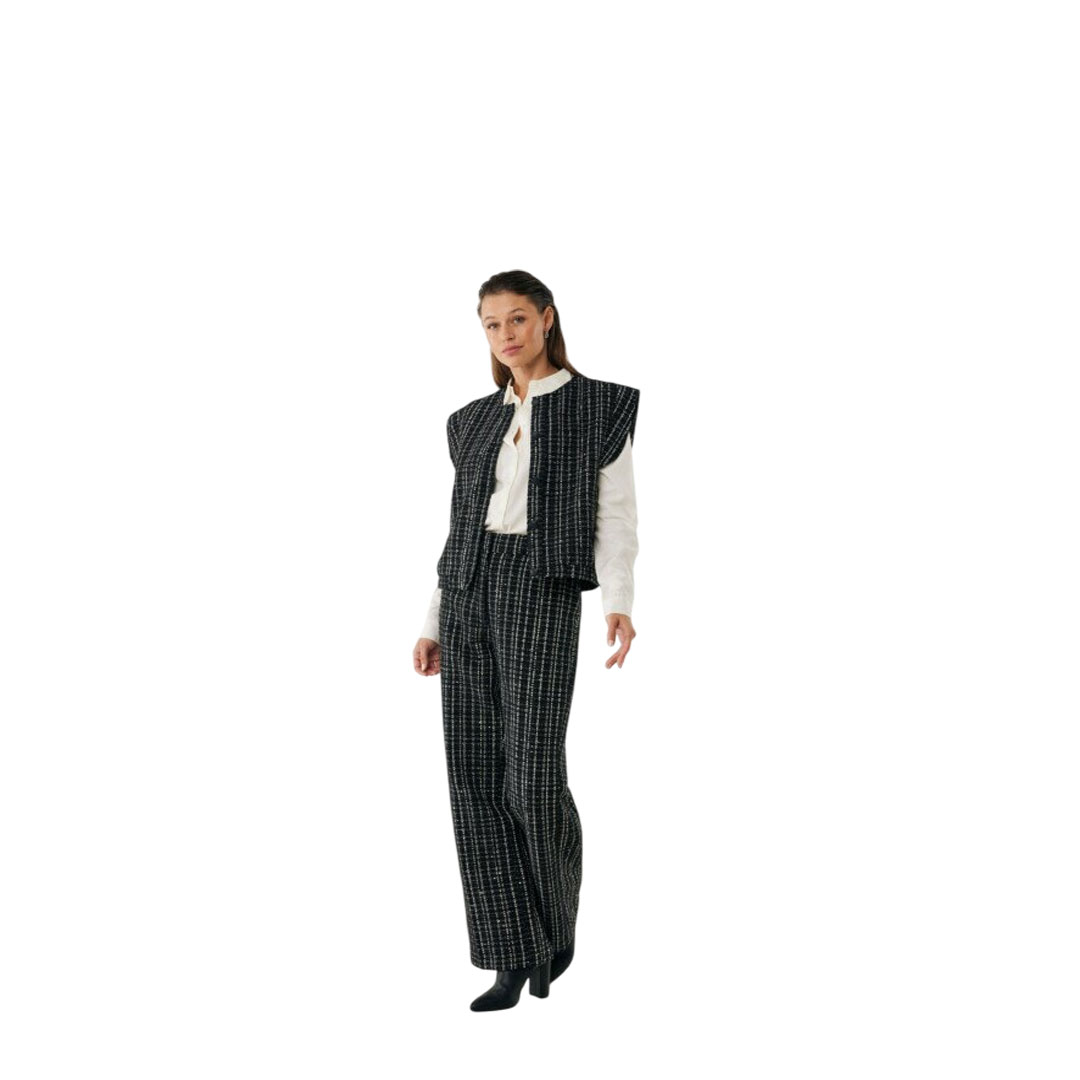 Mexx Black Tweed Waistcoat