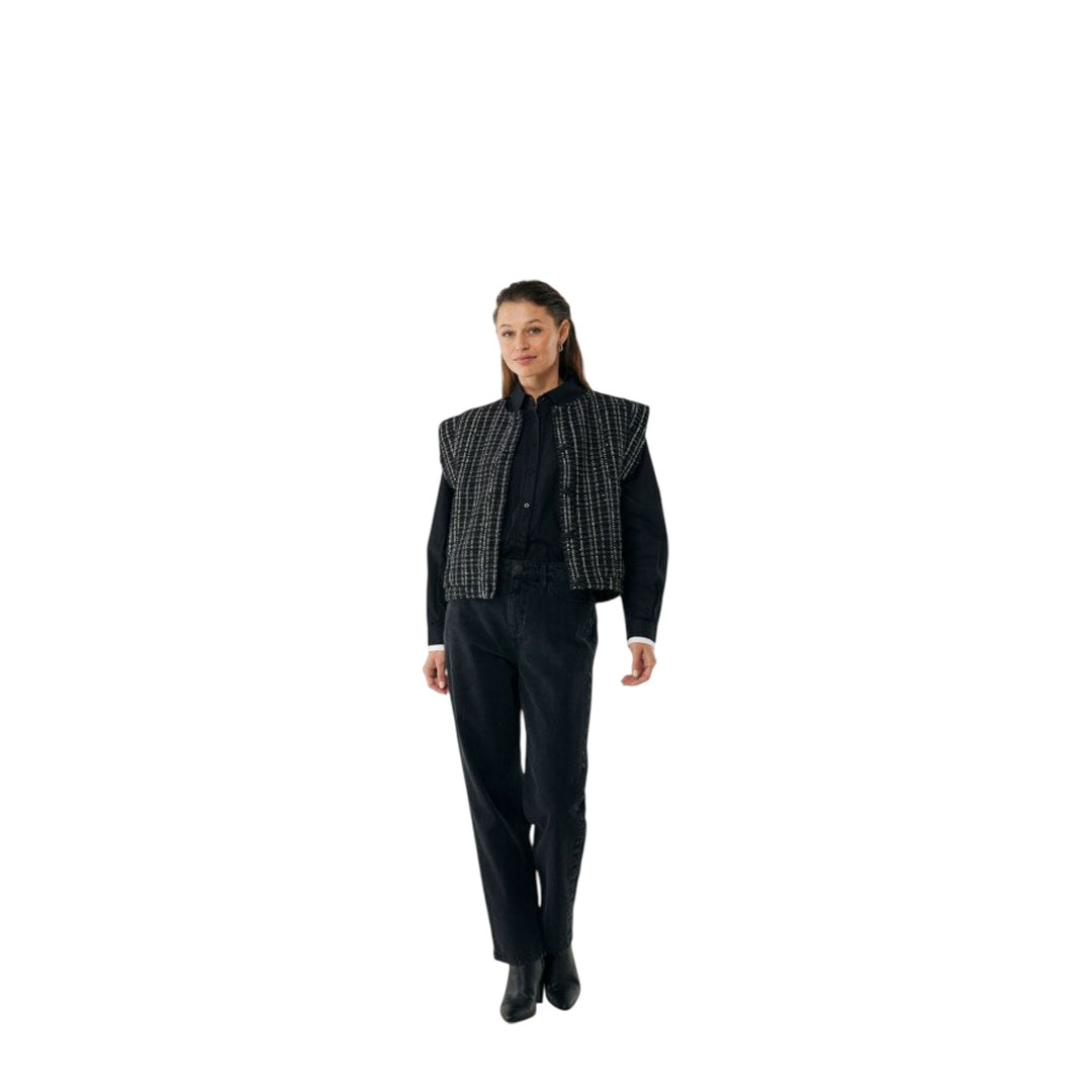 Mexx Black Tweed Waistcoat