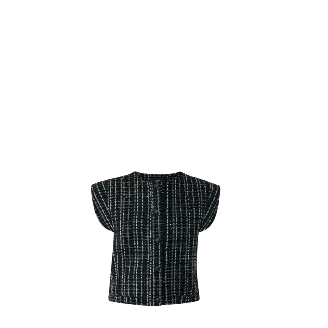 Mexx Black Tweed Waistcoat