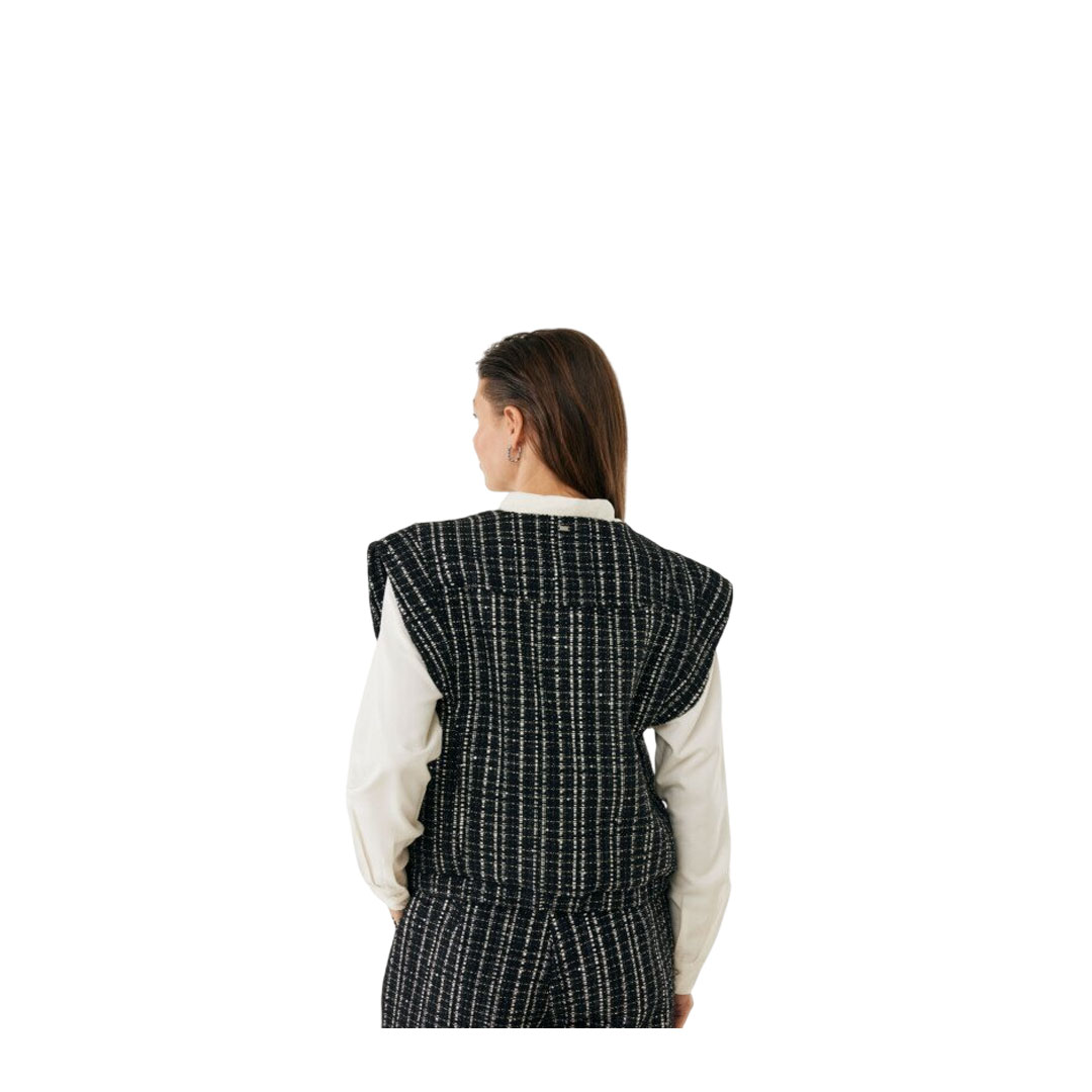 Mexx Black Tweed Waistcoat