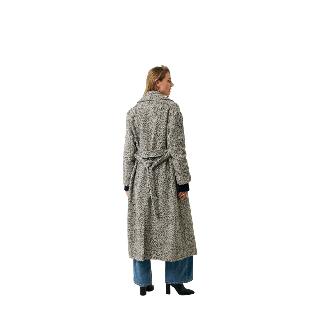 Mexx Belted Maxi Black-White Coat