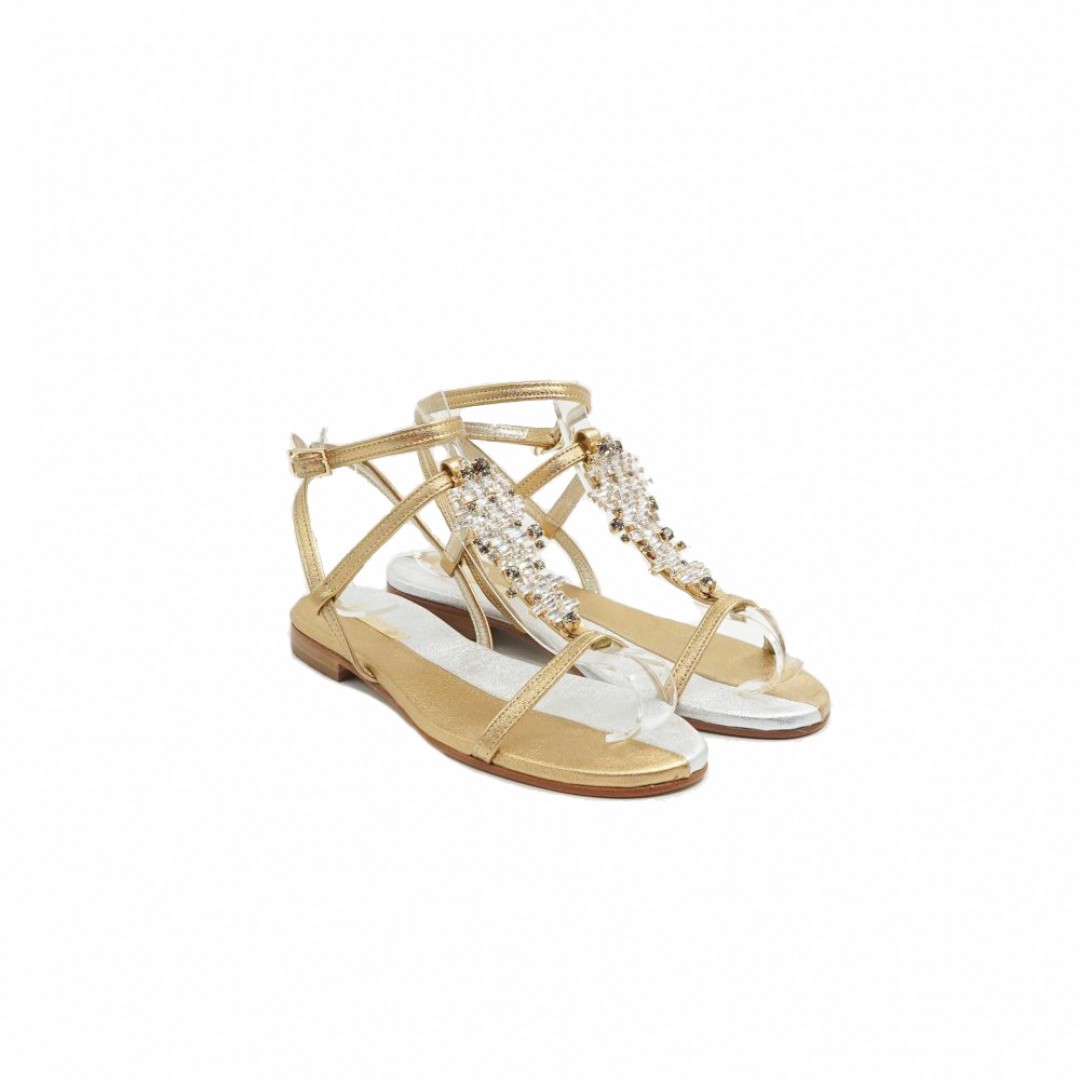 Emanuela Caruso Capri Sandals Gold/Silver