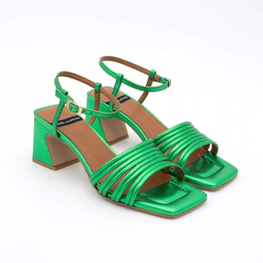 Angel Alarcon Roberts Multi-Strap Green Heels