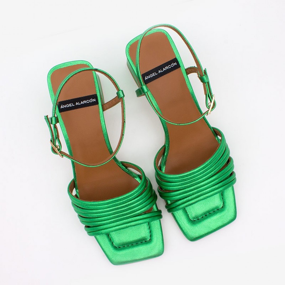 Angel Alarcon Roberts Multi-Strap Green Heels