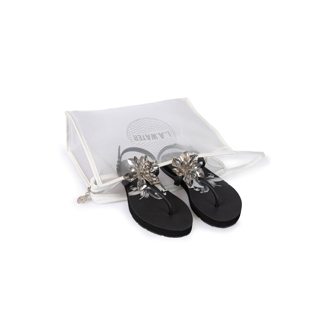 La Water Flower Black Sandals