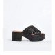 Gaudi Black Braided Raffia Sandals