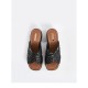 Gaudi Black Braided Raffia Sandals