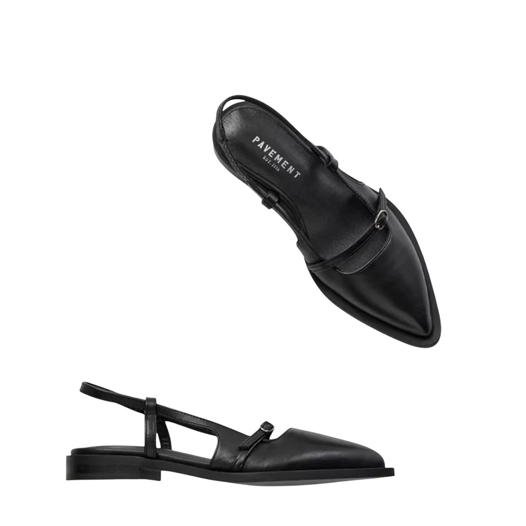 Pavement Sonja Black Slingback Ballerinas
