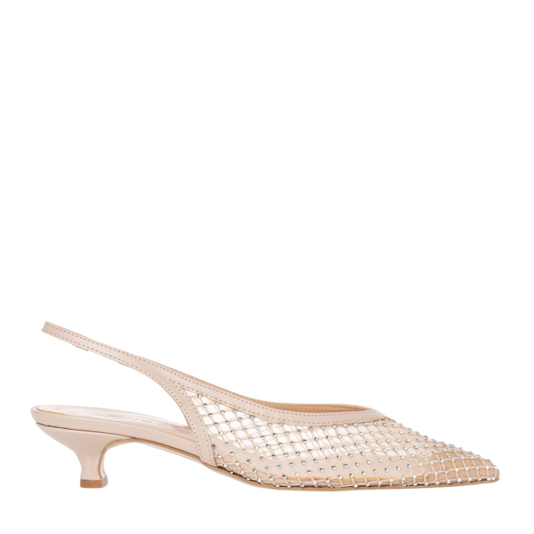 Sante Beige-Gold Slingback Pumps