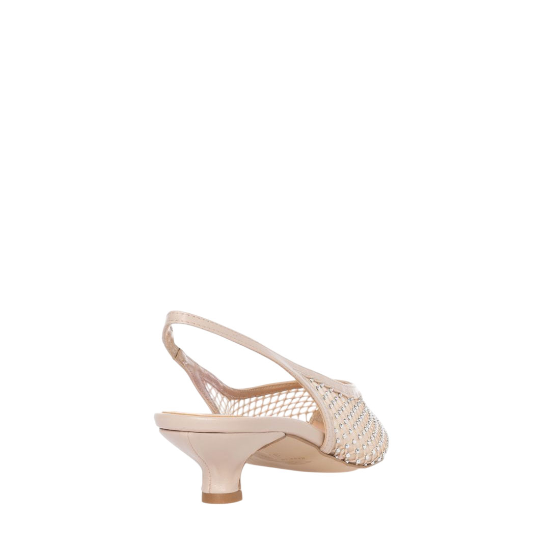 Sante Beige-Gold Slingback Pumps