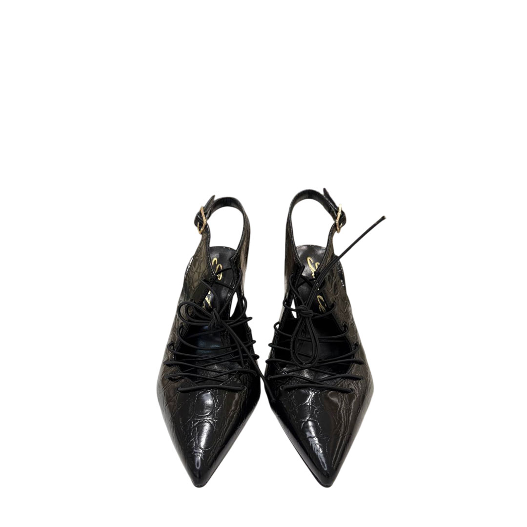 Sante Croco Black Sling-Back Pumps
