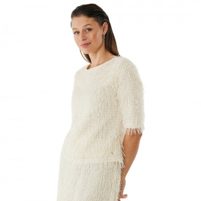 Mexx Ruffle Strings Cream Top 