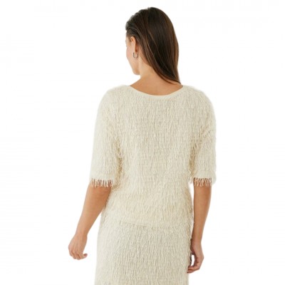 Mexx Ruffle Strings Cream Top 
