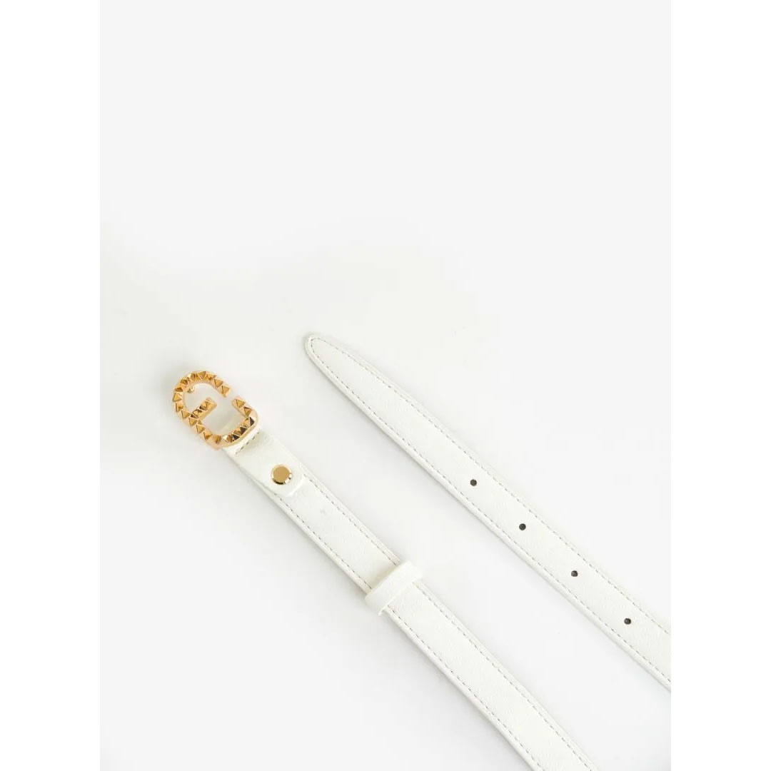 Gaudi White Belt With Logo Buckle