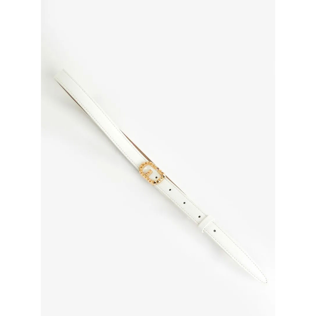 Gaudi White Belt With Logo Buckle